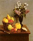 Henri Fantin-latour Wall Art - Still Life With Flowers And Fruit